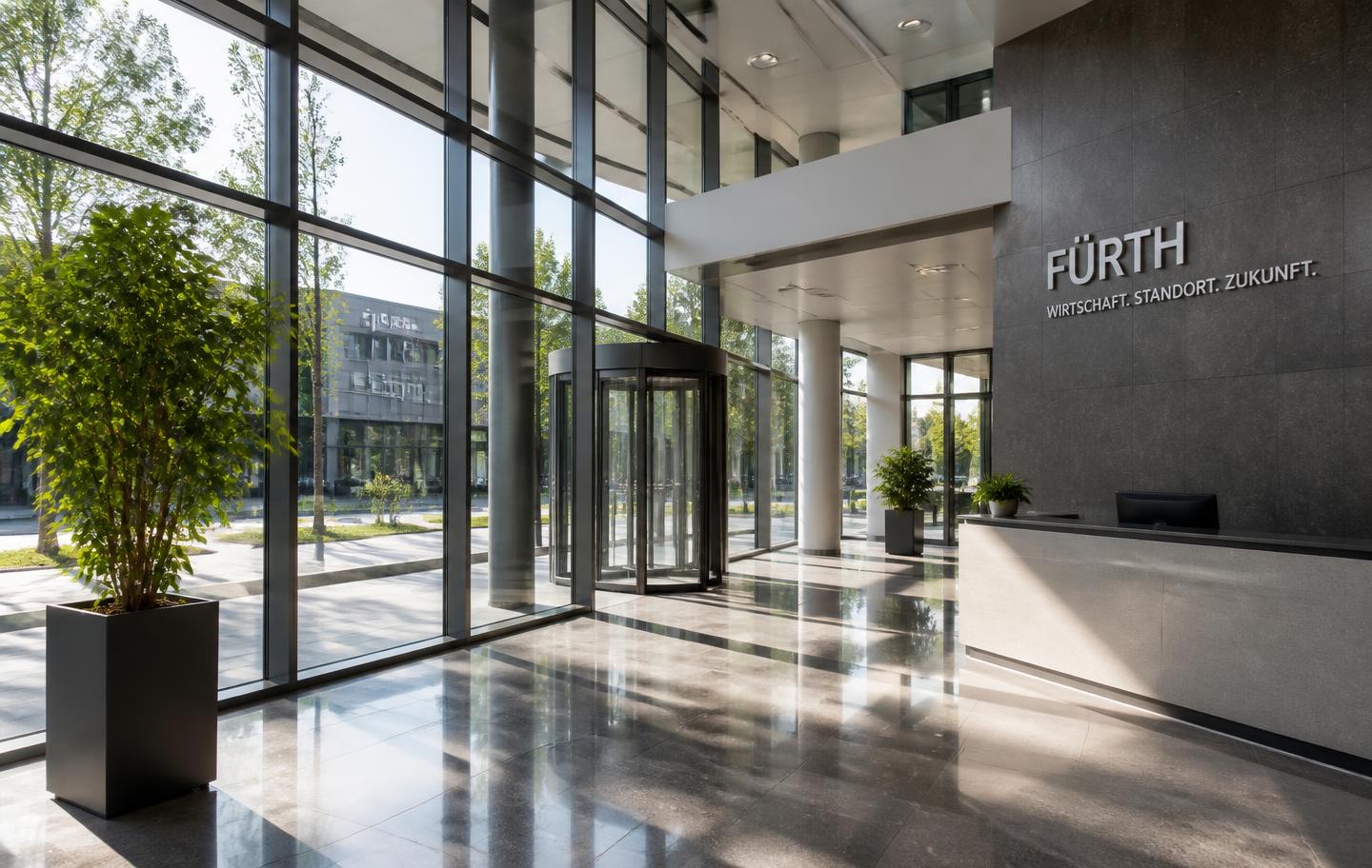 Modernes, sauberes Bürogebäude in Nürnberg